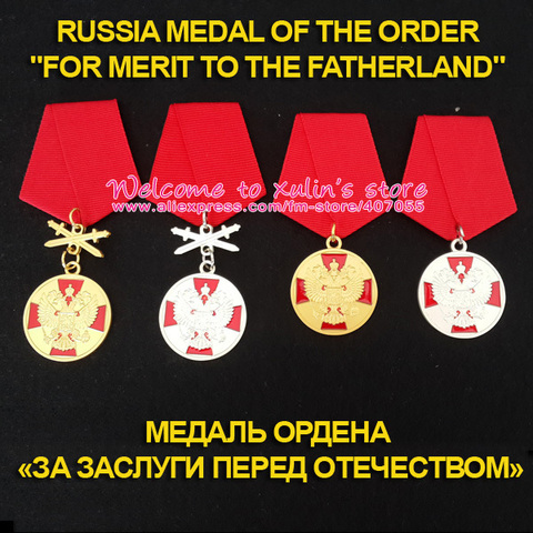 XDT0012 Medal of the Order For Merit to the Fatherland with Ribbon One Set 4 Pcs Medals Awards and decorations of the Russian ► Photo 1/5