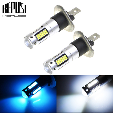 2X H1 Auto LED Fog Lamp High Power LED Car Bulbs 4014 DRL Daytime Running External Lights Day Driving Vehicle White Ice Blue ► Photo 1/6