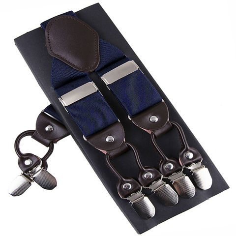Fashion Suspenders leather 6clips Braces Male Vintage Casual  Suspensorio Tirante Trousers Strap Father/Husband's Gift 3.5*120cm ► Photo 1/6
