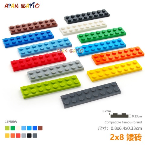 10pcs/lot DIY Blocks Building Bricks Thin 2X8 Educational Assemblage Construction Toys for Children Compatible With lego ► Photo 1/6