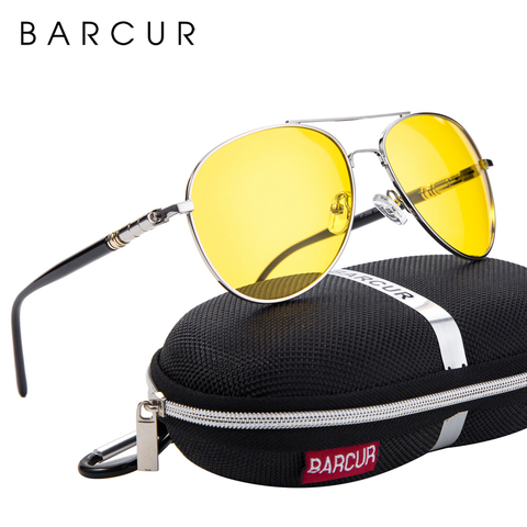 BARCUR Night Vision Sunglasses Mens Night Driving Glasses Polarized Anti-glare Goggle Oculos de sol masculino ► Photo 1/6