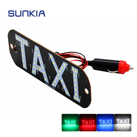 SUNKIA LED Windscree Light Pad TAXI Style for Taxi Driver with 12V Car Charger 4 Color and 2 size Choose ► Photo 1/6