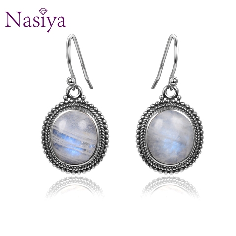 Classic Big Oval Natural Moonstone Earrings For Women 925 Fine Gemstone Sterling Silver Jewelry Party Engagement Birthday Gift ► Photo 1/6