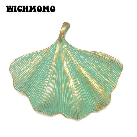 2pcs/bag 53*45MM Patina Plated Zinc Alloy Green Leaf Ginkgo Charms Pendants For DIY Accessories ► Photo 1/6