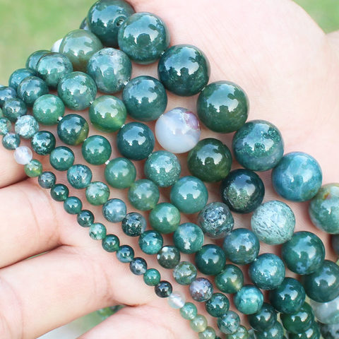Natural Grass Agates 4,6,8,10,12,14mm Round Beads15