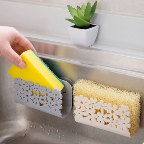 Kitchen Organizer Rack for Dish Clothes Sink Sponge Dish Holder Clip with Suction Cup Hollow Flower Kitchen Bathroom Drying Rack ► Photo 1/6