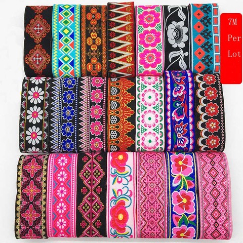 7M/Lot Embroidery National Ribbon Width 5CM Woven Jacquard Lace Trim Fabric DIY Handmade Sewing Accessories HB185 ► Photo 1/5