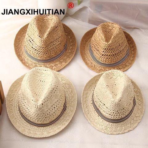 2022 new Fashion Handwork Women Summer Raffia straw Sun hat Boho Beach Fedora hat Sunhat Trilby Men Panama Hat Gangster Cap ► Photo 1/6