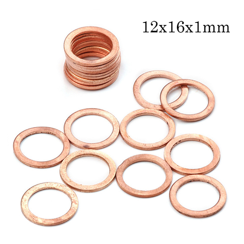 20PCS/Set Solid Copper Washer 12*16*1mm Flat Ring Gasket Sump Plug Oil Seal Fittings Washers Fastener Hardware Accessories ► Photo 1/6