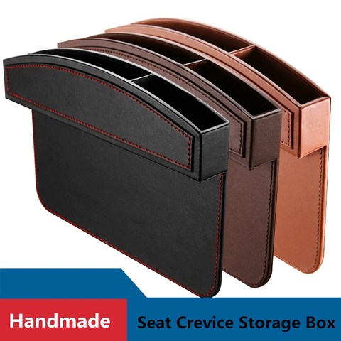 PU Leather Car Seat Gap Filler With Cup Holder Car Seat Crevice Organizers  Box
