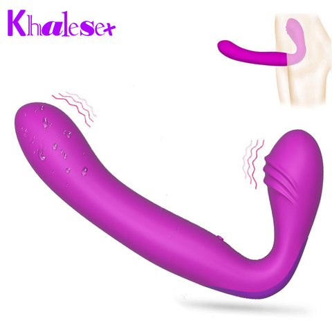 Khalesex Strapless Strapon Dildo Vibrator for Women 30 Speeds Silicone G Spot Clitoris Double Vibrating Adult Sex Toys for Woman ► Photo 1/6