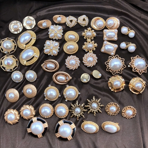 Elegant Sweet Pearls Styles Geometric Alloy Clip Earring ► Photo 1/6