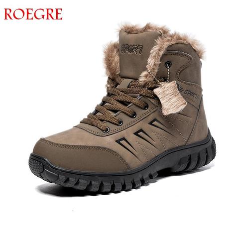 new Winter Snow Boots Man Super Warm Size 39~48 Genuine Natural Leather Handmade Men Shoes Winter Fashion Rubber Ankle Shoes ► Photo 1/6