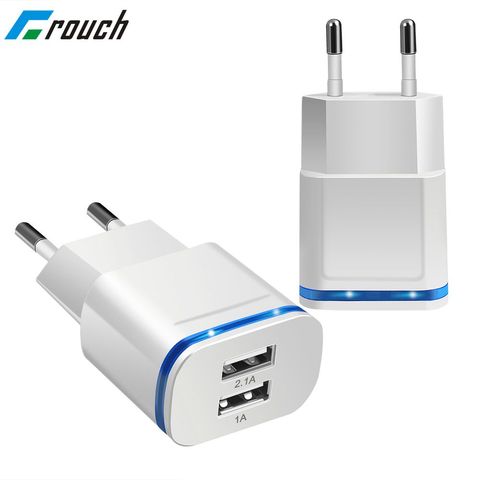 Mobile Phone Chargers 5V2A for Apple iphone 7 8 samsung eu us plug 2 ports LED travel USB adapter for Huawei xiaomi charger ► Photo 1/6