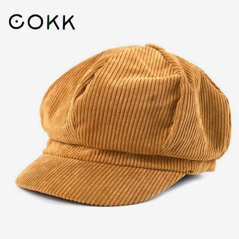 COKK Newsboy Cap Beret Women Vintage Beret Painter Winter Hats For Women Men Octagonal Caps Female Bone Male New 11.11 Hats ► Photo 1/5