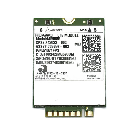 UNLOCKED HUAWEI ME906E LTE  4G module SPS 842922-003 WWAN NGFF Card Module 3G 4G NETWORK CARD For HP ZBOOK 14 15 ► Photo 1/2