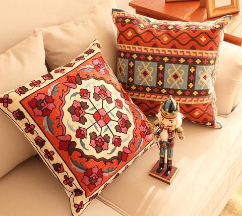 Geometric Embroidered Cushion Cover Home Decorative Pillows Case Embroidery pillowcases Embroidered  Throw Pillows For Sofa ► Photo 1/6