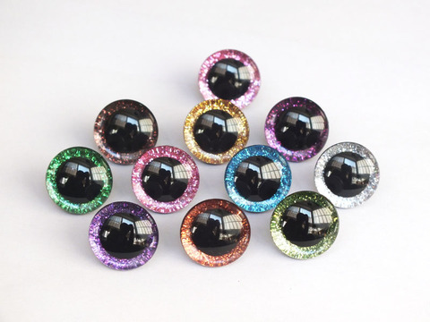20pcs 12mm/14mm/16mm/20mm/25mm clear trapezoid plastic safety toy eyes + glitter Nonwovens -Can choose size and color ► Photo 1/6