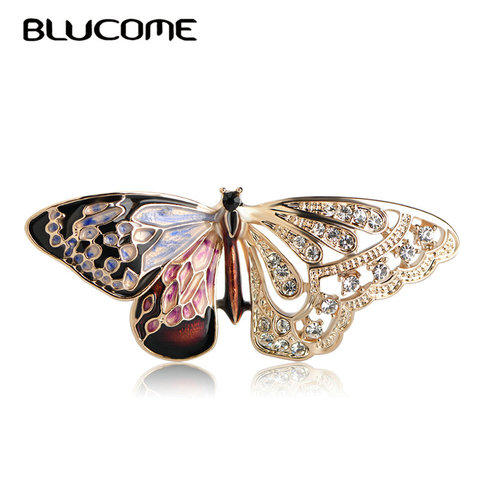 Blucome 2022 Colorful Butterfly Shape Brooch Crystals Insects Corsage Pins For Women Girls Dress Collar Hats Suit Accessories ► Photo 1/6