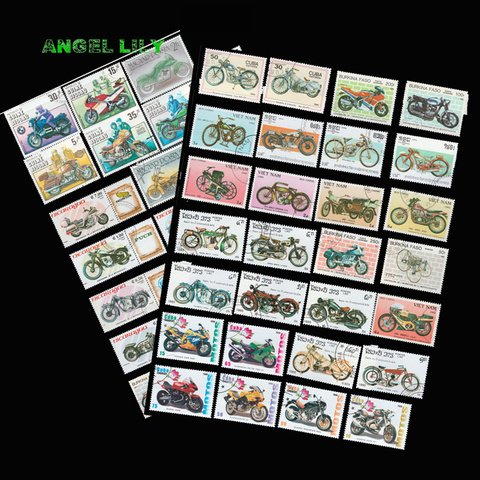 44 PCS/lot Topic Motorcycle Unused Postage Stamps With Post Mark In Good Condition For Collectiong ► Photo 1/3
