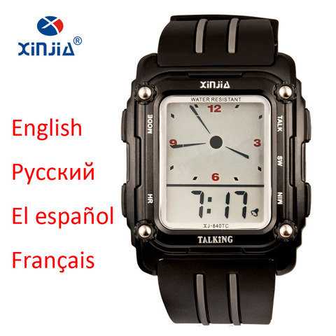 2022 New Talking Watch Sport Men Waterproof Alarm Big Screen Simple Speak Spanish Russian English French For Blind People Clock ► Photo 1/3