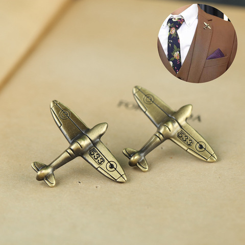 1PC Alloy Antique Bronze Color Airplane Retro Air Plane Brooches Pins and Brooch Badge Lapel Pins For Men ► Photo 1/6