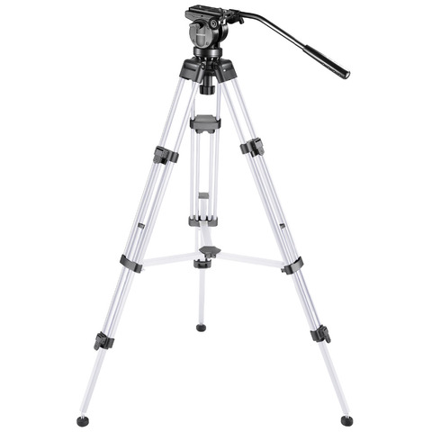 Neewer Pro Video Camera Tripod 61 inches  Aluminum Alloy with 360 Degree Fluid Drag Head Quick Shoe Plate Bubble Level (Silver) ► Photo 1/6