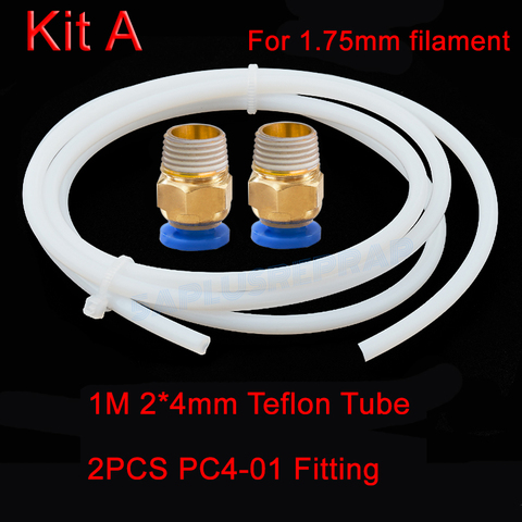 1M PTFE Tube ID 2mm 4mm OD 4mm 6mm + 2 Remote Connectors J-head hotend Rostock Bowden Extruder for 1.75mm 3mm filament ► Photo 1/6