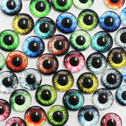 8mm  Dragon Eyes Round Glass Cabochon Flatback photo Jewelry Finding Cameo Pendant Settings  In Pairs 50pcs/lot K05363 ► Photo 1/1