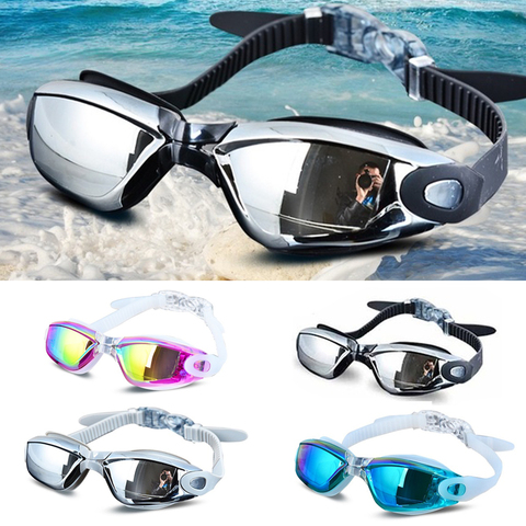 Electroplating UV Waterproof Anti fog Swimwear Eyewear Swim Diving Water Glasses Gafas Adjustable Swimming Goggles Women Men ► Photo 1/6
