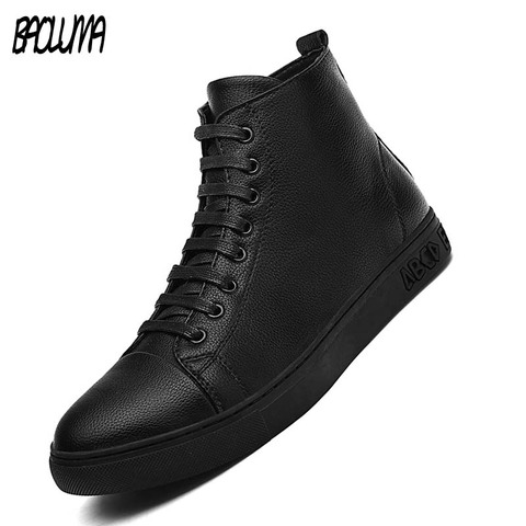 Autumn New Men Casual Shoes High Quality Leather Male Ankle Boots Hip-hop Men Moccasins Shoes Waterproof Man Motorcycle Boots ► Photo 1/6