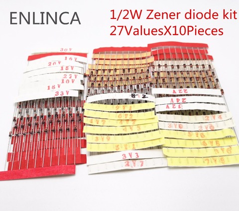 1/2w 0.5W Zener Diode Kit 2.4v-33V 14values or 27valuesX10Pieces Assorted Assortment Set New electronic diy kit DO-35 BZX55C ► Photo 1/2