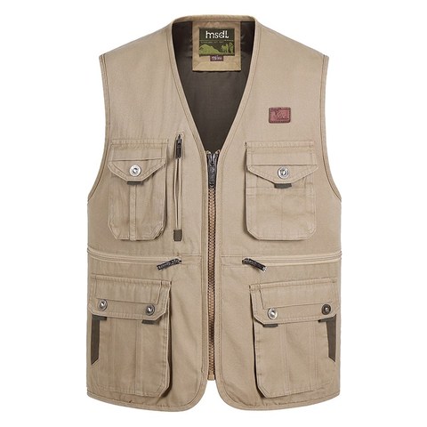 Spring and autumn outdoor leisure photography vest cotton canvas men's vest   fishing multi-pocket loose vest plus size S-4XL ► Photo 1/6