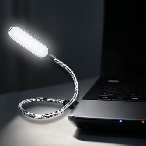 Portable USB LED Mini Book Light Reading Light Table Lamp Flexible 6leds USB Lamp for Power Bank Laptop Notebook PC Computer ► Photo 1/6