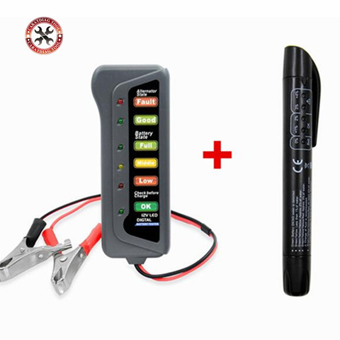 12V Digital Battery Alternator Tester with 6 LED Lights Display Battery Testers with Brake Fluid Tester For Car Motorcycle ► Photo 1/6