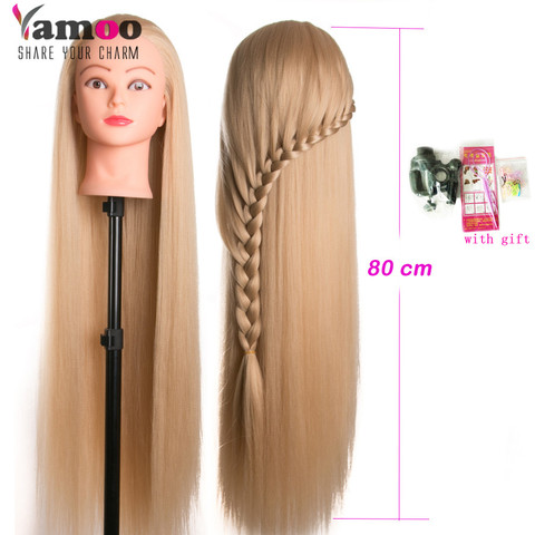 head dolls for hairdressers 80cm hair synthetic mannequin head hairstyles Female Mannequin Hairdressing Styling Training Head ► Photo 1/6
