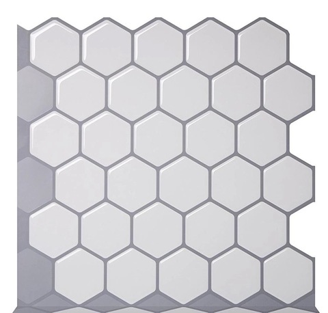 White Hexagon Peel and Stick Tiles Vinyl Wallpaper ► Photo 1/6