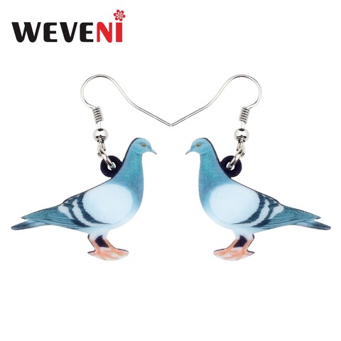 WEVENI Acrylic Anime Blue Dove Pigeon Bird Earrings Big Long Dangle Drop Fashion Animal Jewelry For Women Girls Teens Kids Gift ► Photo 1/5