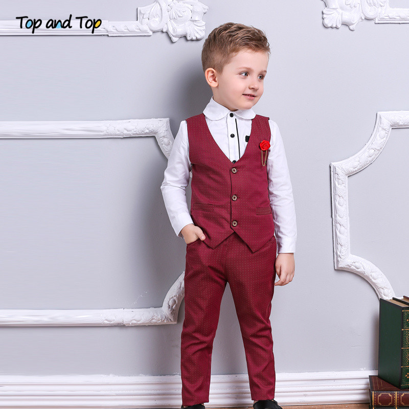 Baby Toddler Boys Clothes Formal Suit 1-6 Years Old Kids Bowtie Gentleman Vest T-Shirt Pants Outfits Clothes Sets