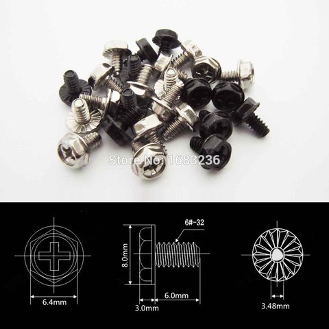 50x Black Silvery Phillips Washer Head PC Case Power Supply PSU Hard Drive Motherboard Mounting Screw 6#-32x6mm DIY Computer B ► Photo 1/6
