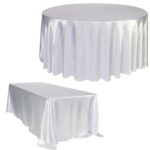White Round/Rectangle Satin Tablecloth for Kitchen Dining Table Cover Wedding Dinner Birthday Party Decor Circular Oval Table ► Photo 1/6