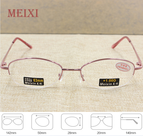 Women's Half Alloy Frame Glass Lenses Reading Glasses Femal Eyewear +1.0 +1.5 +2.0 +2.5 +3.0 +3.5 +4.0 ► Photo 1/4