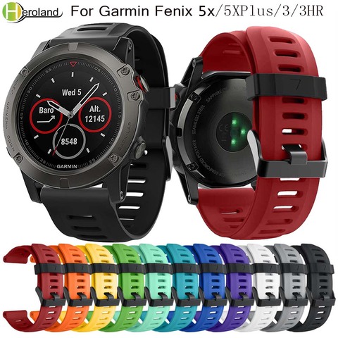 26mm Watch Strap for Garmin Fenix 5x Band Outdoor Sport Silicone Watchband strap for Garmin Fenix3/ 3HR/Fenix 6X Plus with tools ► Photo 1/6