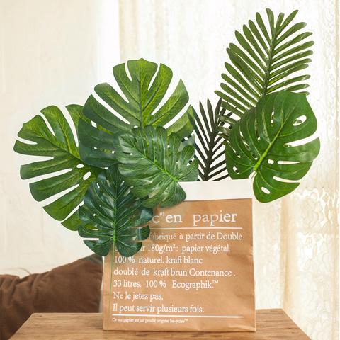 1Piece Artificial Fake Monstera Palm Leaves Leaf-shaped Green Plants Wedding DIY Decoration Cheap Flowers Arrangement Plant Leaf ► Photo 1/6