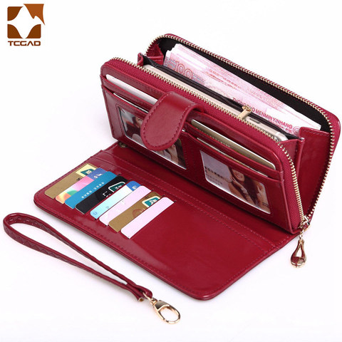 Women's wallet long Solid Color Women bayan cuzdan porte feuille femme purses wallet 2022 female leather genuine billetera mujer ► Photo 1/6