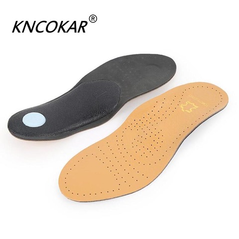 KNCOKAR High Quality Leather Orthotics Insole For Flat Foot Silicone Insoles For Men And Women Breathable Absorb Sweat  Insole ► Photo 1/1