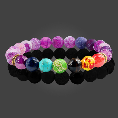 11 Natural Stone Beads Multicolor Bangle  7 Chakra Healing Balance Beads Bracelet for Women Reiki Prayer Yoga Wristband Jewelry ► Photo 1/6