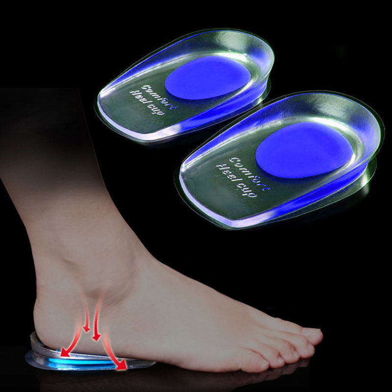 Man Care Shoe Blue Massaging Silicone Gel Pad Heel Feet Insert Insole Cushion 