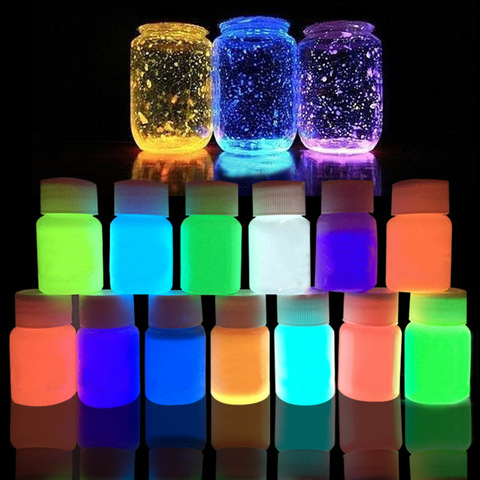 13 Colors Acrylic Paint Glow in the Dark gold Glowing paint Luminous Pigment Fluorescent Powder painting for Nail Art supplies ► Photo 1/6