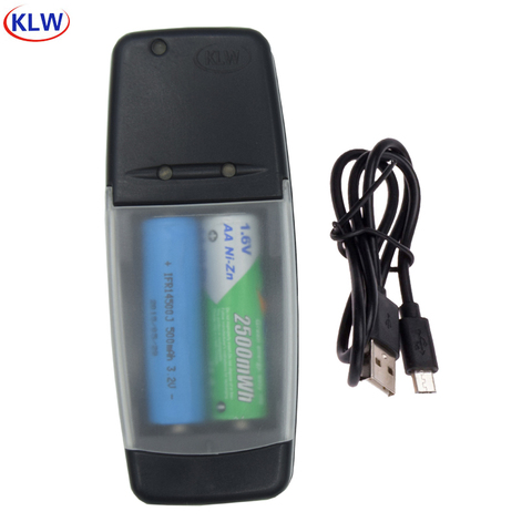 2 Slots Smart USB Battery Charger for Rechargeable 1.6V NI-ZN AA AAA LiFePo4 14500 10440  Battery Intelligent Charger with Mini ► Photo 1/6
